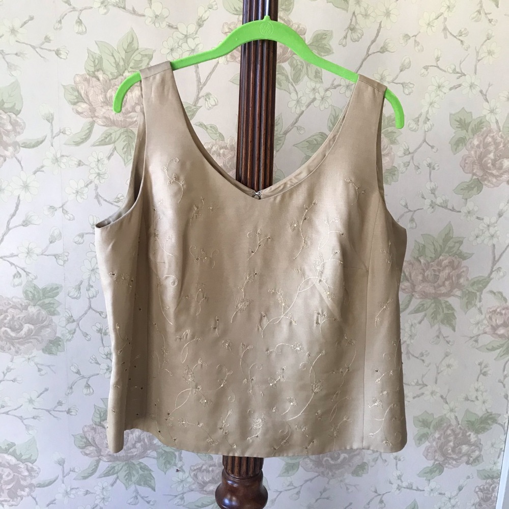 Gold Embroidered Dana Buchman Tank
